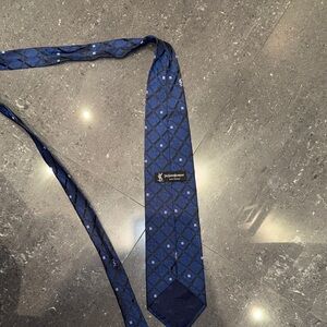 Yves Saint Laurent Blue Geometric Men's Tie